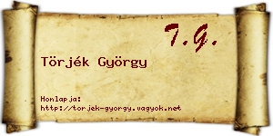 Törjék György névjegykártya